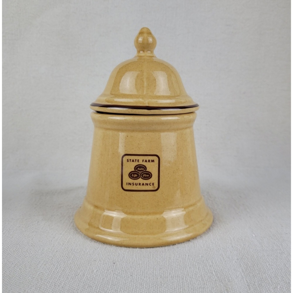 Vintage Pfaltzgraff Ceramic State Farm Insurance Brown Sugar Bowl‎ with Lid